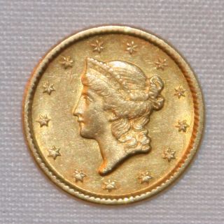 1851 Liberty Head Gold One Dollar Coin,  Unusual Coin photo
