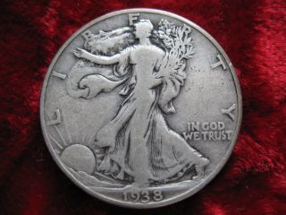 1938 - P Walking Liberty Silver Half Dollar,  Better Grade Fast U.  S. photo