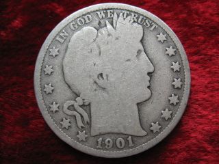 1901 - S Barber Silver Half Dollar,  Scarce Date Fast photo