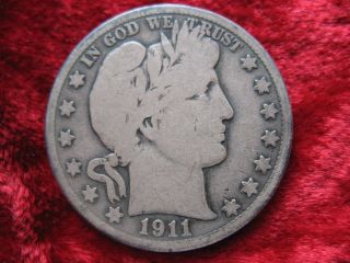 1911 - P Barber Silver Half Dollar,  Some Detail Fast photo