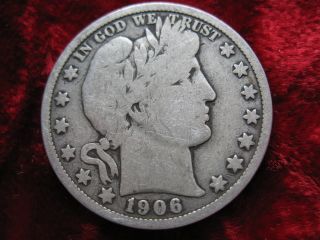 1906 - D Barber Silver Half Dollar,  Some Detail Fast photo