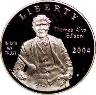 2004 - P $1 Silver Thomas Edison Pf 69 Uc Ngc Certified photo