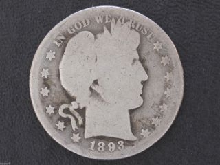 1893 - S Barber Silver Half Dollar Key Date D7429 photo