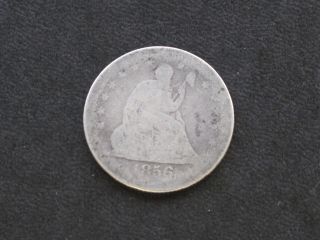 1856 - P Seated Liberty Quarter 90% Silver U.  S.  Coin C1814l photo