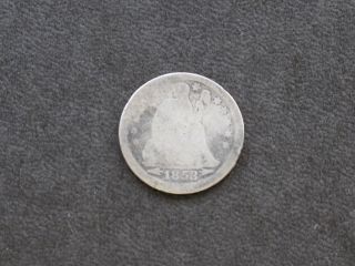 1853 - P Seated Liberty Silver Dime U.  S.  Coin Arrows C1811l photo
