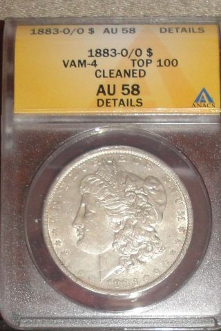 1883 - O/o Morgan Dollar Vam - 4 Top - 100 Repunched Mark & Double Date photo