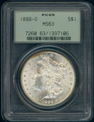 1899 - O Pcgs Ms - 63 Morgan Silver Dollar Old Green Holder Ogh A Beauty photo
