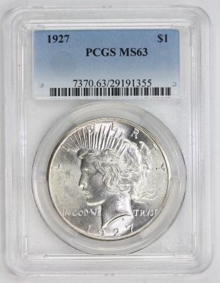 1927 Peace Silver Dollar Ms 63 Pcgs (1355) photo