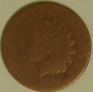 1876 Indian Head Penny,  Less Than 8 Million Made,  Ae 869 photo