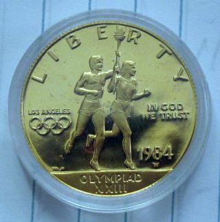 Usa Gold 10 Dollars Coin 1/2 Eagle 1984 Oympics Proof West Point photo