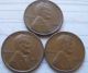 1950 P,  D,  S Circulated Lincoln Wheat Cents. . Small Cents photo 1