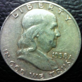 1958 D Franklin Half Dollar 90% Silver Good Investment photo