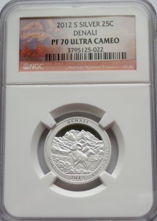 Ngc Registry 2012 S Pf70 Silver Proof Denali Quarter Perfect Alaska Usa 25c photo