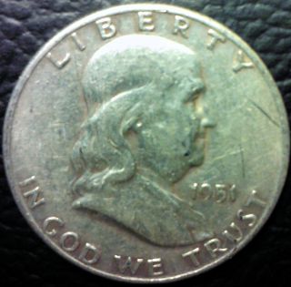 1951 D Franklin Half Dollar 90% Silver Coin photo