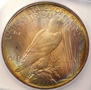 1924 Peace Silver Dollar Icg Ms64 - Rainbow Coin photo