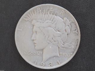 1934 - S Peace Silver Dollar U.  S.  Coin D7439 photo