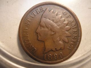 1899 Indian Head Cent (better Date) Brown Tone photo