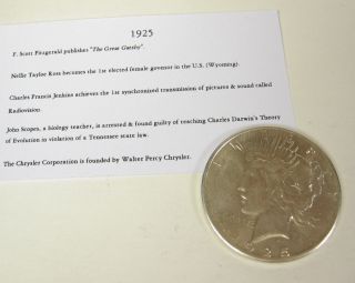 1925 P Peace Silver One Dollar Unc Philadelphia Educational Gift Coin photo