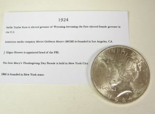 1924 P Peace One Silver Dollar Unc Philadelphia Educational Gift Coin photo