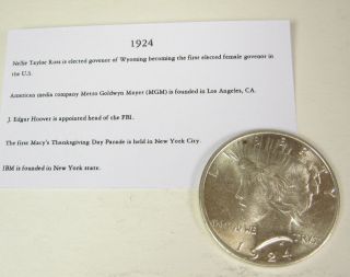 1924 P Peace Silver Dollar One Unc Philadelphia Educational Gift Coin photo