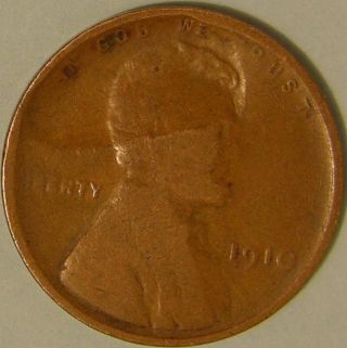 1910 P Lincoln Wheat Penny,  (lamination Before Strike) Error Coin,  Af 514 photo