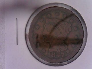 1847 - Large Matron Head Cent - Vg - Very Good photo