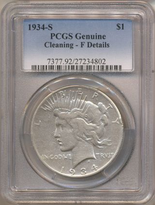 1934 - S Peace Dollar F Details Pcgs photo