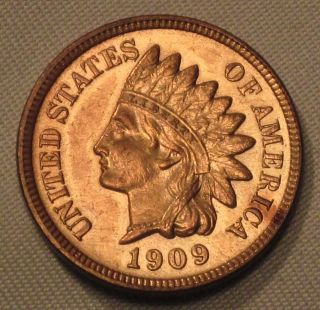 1909 Indian Head Cent Choice Gem Bu Red Grade Cleaned Old Us Coin Ede8 - 43 photo