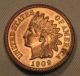 1909 Indian Head Cent Choice Gem Bu Red Grade Cleaned Old Us Coin Ede8 - 43 Small Cents photo 1