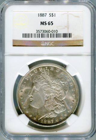 1887 $1 Morgan Dollar Ms 65 Ngc Graded photo