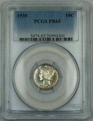 1939 Mercury Silver Dime 10c,  Pcgs Pr - 65,  Gem Proof (better Coin) Toned photo