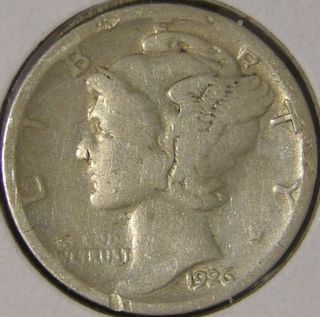 1926 S Silver Mercury Dime,  Af 516 photo