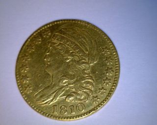 1810 Capped Bust Left $5.  00 Gold Half Eagle Large Date Large 5 Extra Fine photo