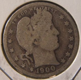 1900 Barber Quarter Silver Vg Better Date photo