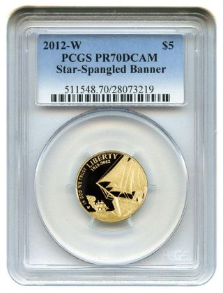 2012 - W Star - Spangled Banner $5 Pcgs Proof 70 Dcam Modern Commemorative Gold photo