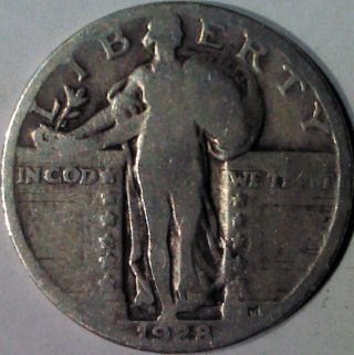 1928 P Standing Liberty Quarter 90% Silver Coin, photo
