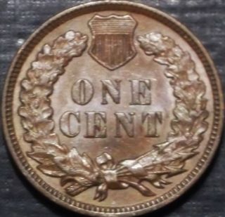 Rare 1909 Indian Head Cent Full Liberty + 4 Deep Diamonds Rich Brown photo