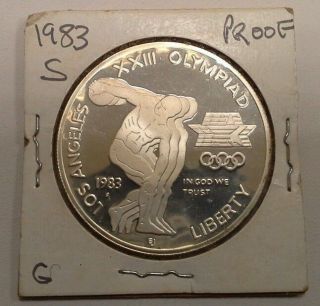 1983 S Los Angeles Olympics Proof Commemorative 90% Silver Dollar Us Coin photo