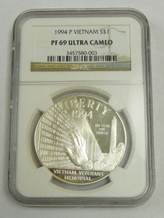 1994 P Vietnam $1 Commemorative Silver Dollar Ngc Proof Pf 69 Ultra Cameo photo