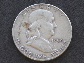 1954 - S Franklin Half Dollar Silver U.  S.  Coin A5827 photo