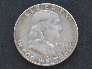 1954 - S Franklin Half Dollar Silver U.  S.  Coin A5859 photo