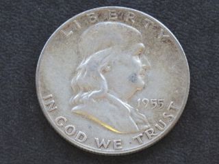 1955 - P Franklin Half Dollar Silver U.  S.  Coin A5839 photo