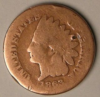 1863 Indian Head Penny,  Aa - 104 photo