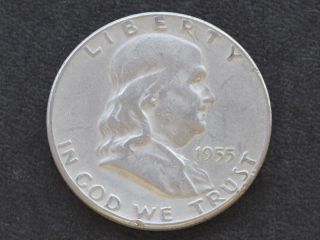 1955 - P Franklin Half Dollar Silver U.  S.  Coin A5843 photo