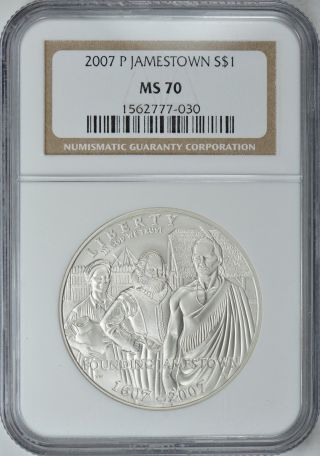 2007 - P Jamestown Silver Commemorative S$1 Ngc Ms70 photo