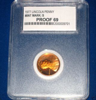 1977 - S Lincoln Memorial Gem++++ Proof Penny - High Quality++++ Cameo Coin Slab photo