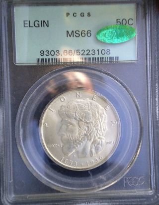 1936 - Elgin Silver Rare Commemorative Half Graded Ms66 By Pcgs (ogh) Light Tone photo