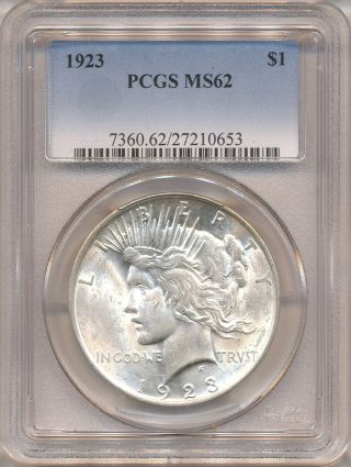1923 Peace Dollar Ms62 Pcgs. photo