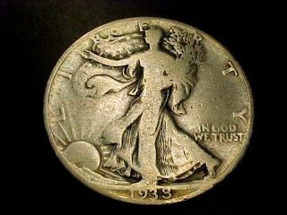 Rare 1938 D Silver Walking Liberty Half Vg Buy It Now Or Offer photo