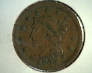 1853 Braided Hair Large Cent photo